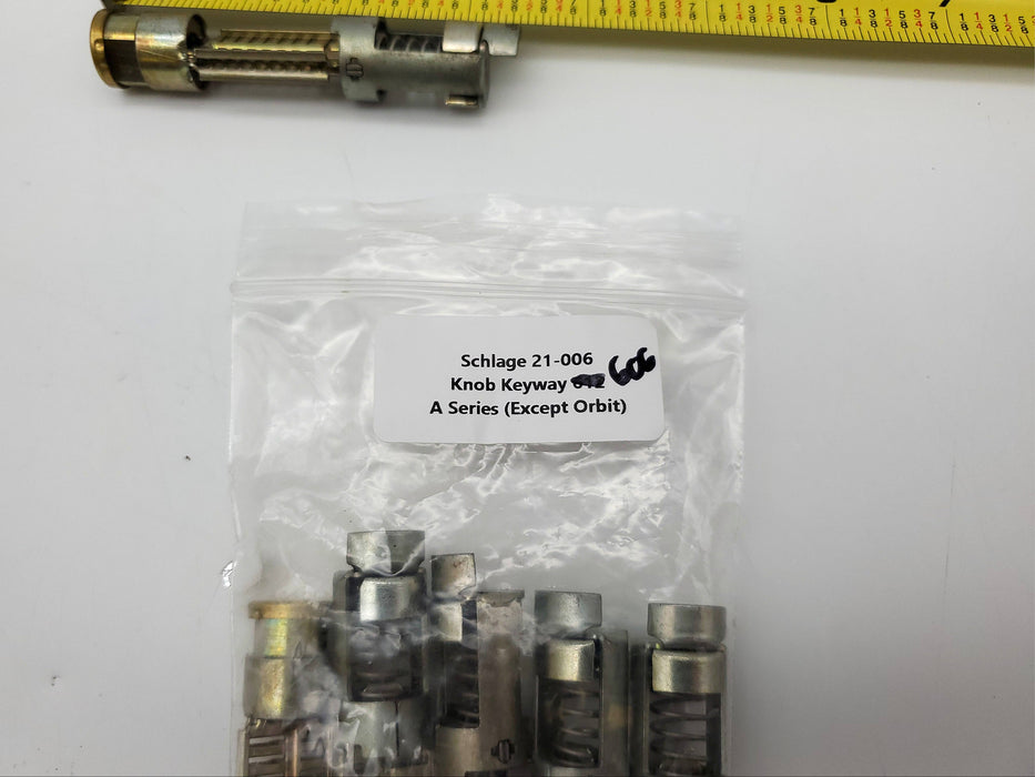 Schlage 21-006 Knob Keyway Cylinder Satin Brass A Series Locksets No Pins 6