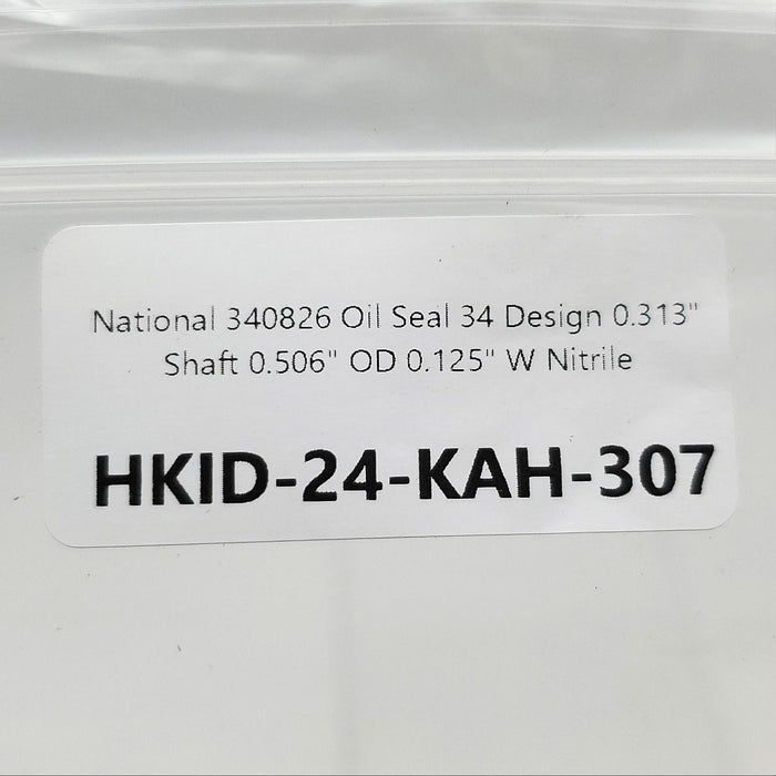 National 340826 Oil Seal 34 Design 0.313" Shaft 0.506" OD 0.125" W Nitrile 4