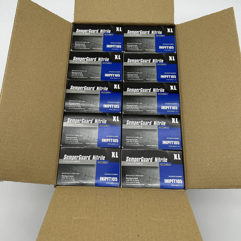 SemperGuard Nitrile INIPFT105 Disposable Gloves Size XL Powder Free 1000/Case 9