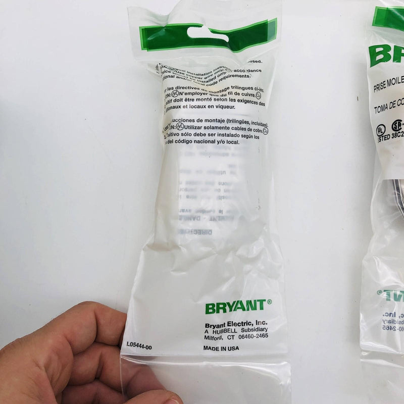 Bryant BRY5969Y Nylon Connector 15A 125V NFMA 5-15R 2 Pole 3 Wire Grounding 10pk 6