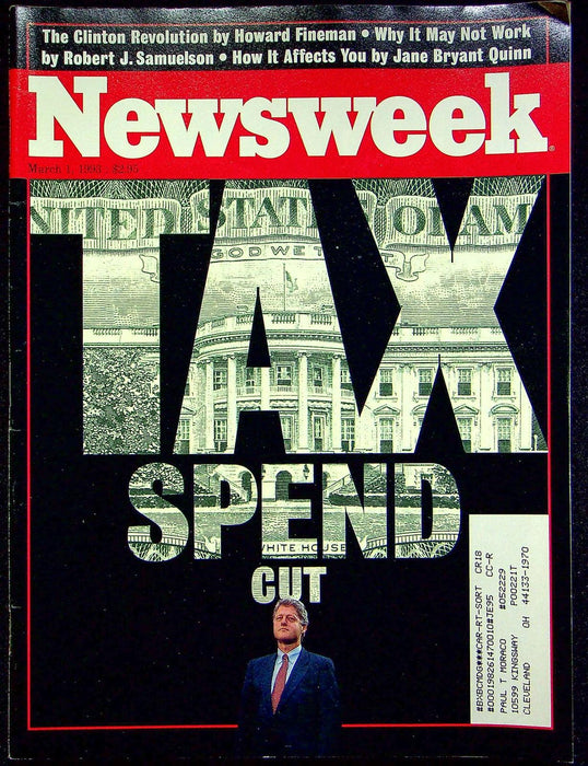 Newsweek Magazine March 1 1993 Bill Clinton Revolution Deficit Tax Cuts Spending 2