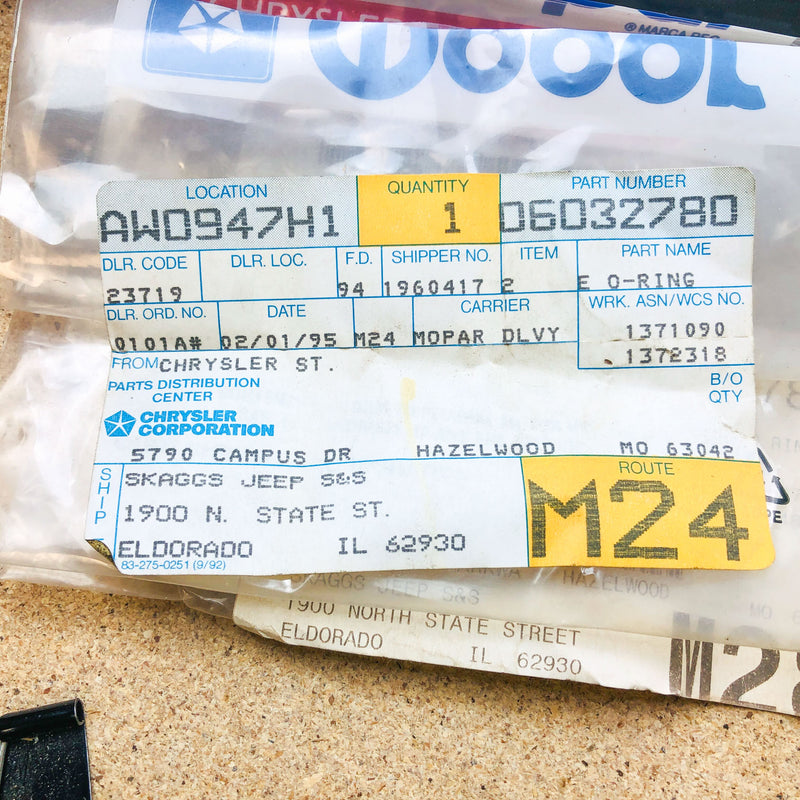 Mopar 6032780 O Ring OEM New Old Stock NOS 06032780 Rubber 1ct 7