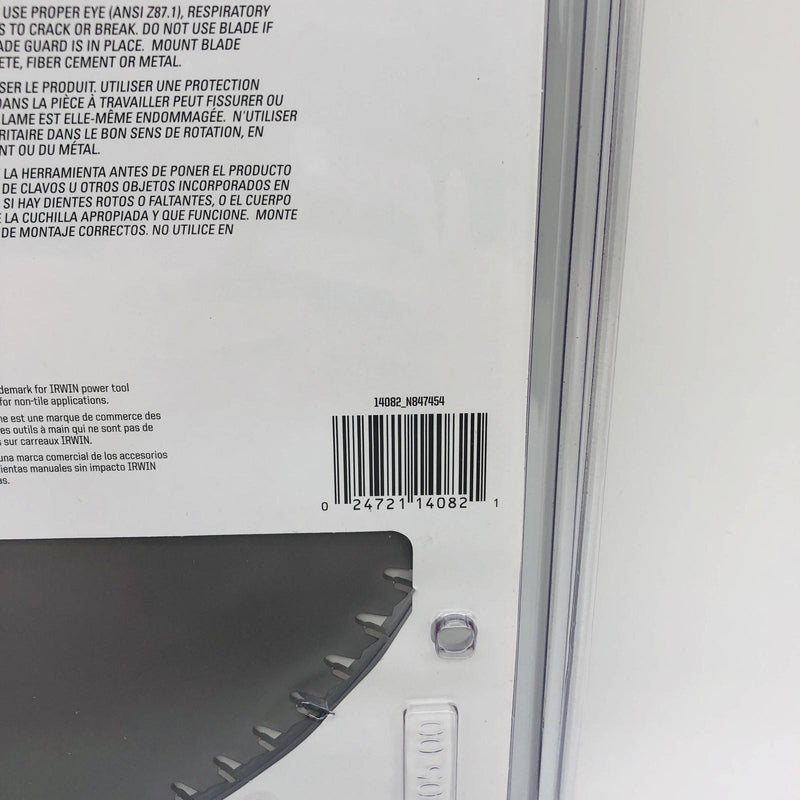 Irwin 14082 Circular Saw Blade 12" w 1" Arbor 72T Carbide Teeth Trim Finish 7