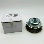 Robtec 0110058350 Cup Brush 4" Diameter .020" Brass Wire Dia Crimped 5/8-11 AH 1