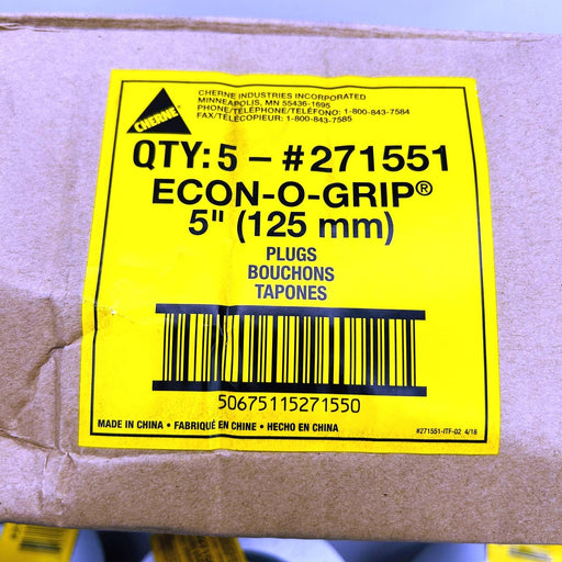 Cherne 271-551 Mechanical Pipe Test Plug 5in w/ Wing Nut Econ-O-Grip Pk of 5 2