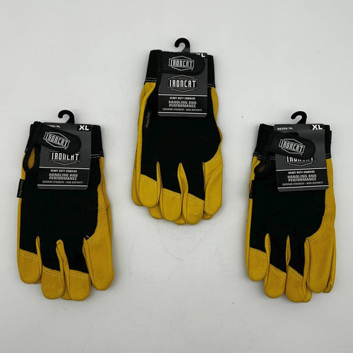 Ironcat 86350 Cowhide Leather Gloves Extra Large XL Hvy Duty Mechanics 3 Pairs 1