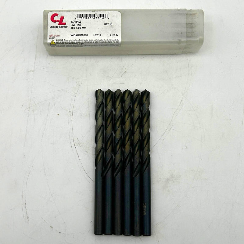 Chicago-Latrobe 47314 Jobber Length Drill List 150 7.60mm GP Steam Oxide HSS 6pk 1