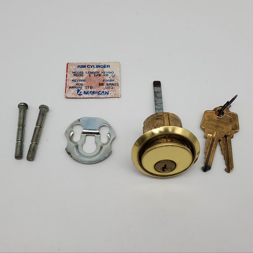 American Rim Cylinder Lock 1-1/8" Cylinder 3-1/4" OAL Brass 9500 Arrow X05 Key 2