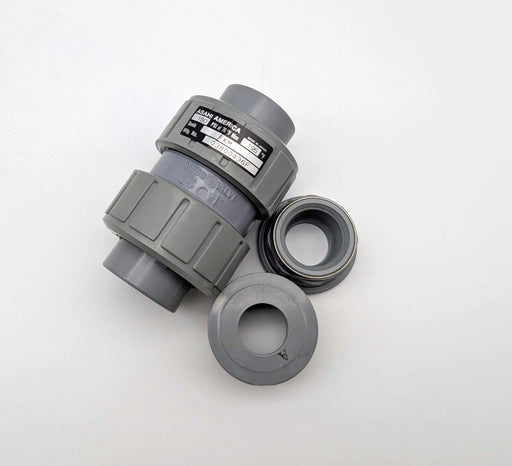Asahi 1" True Union Ball Check Valve C-PVC Body FKM Seal 150 PSI 03B00436F 1