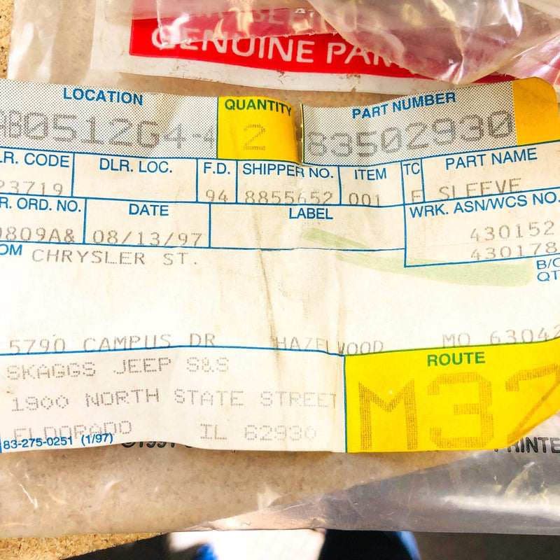 Mopar 83502930 Sleeve .40" Hole for Gear Shift Lever OEM NOS 1981-86 T-4/T-5 2