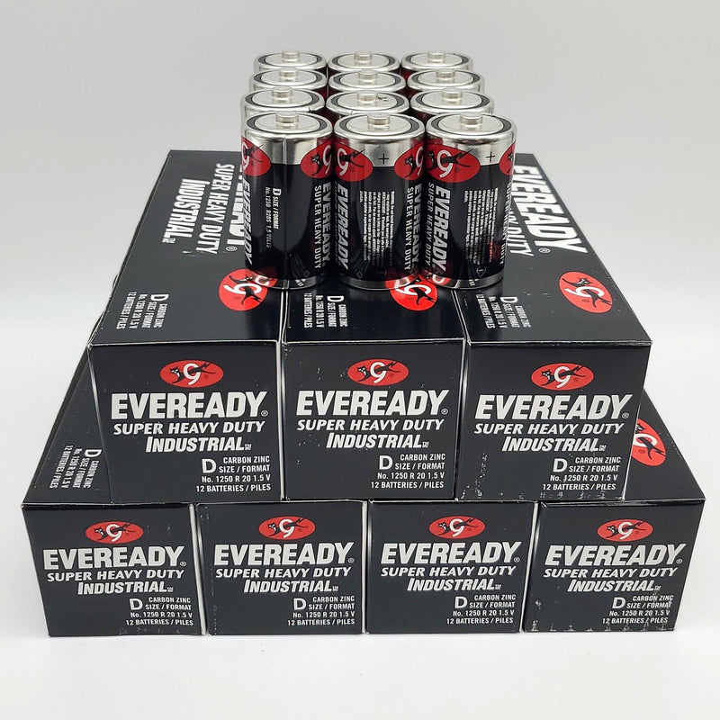 Eveready D Batteries Super Heavy Duty Carbon Zinc 1.5V 1250 R20 Case of 96 1