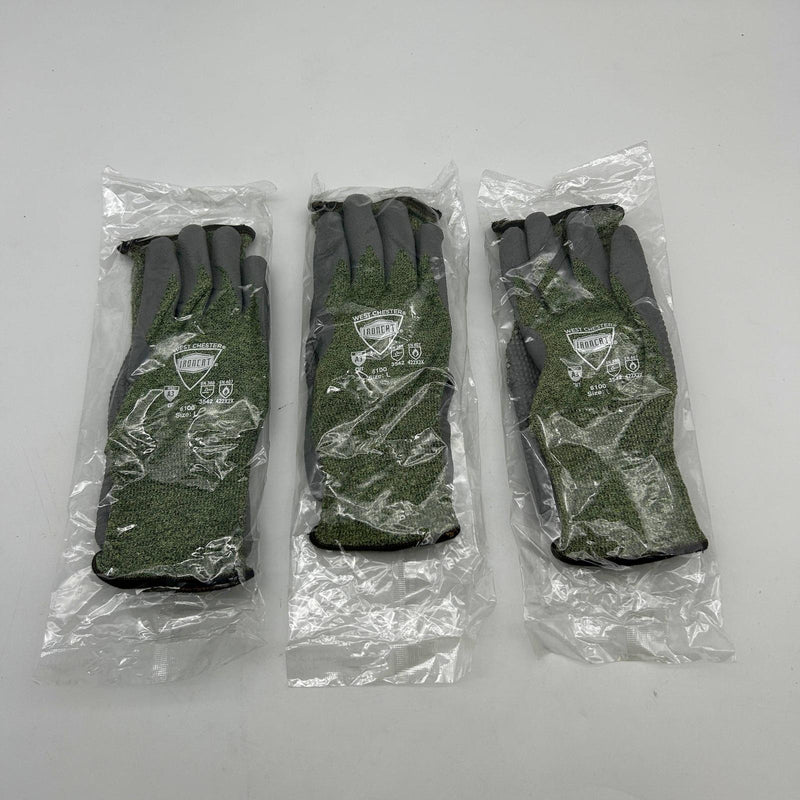 Westchester Ironcat 6100 Welding Glove Size Large FR Silicone Gray/Green 3 Pairs