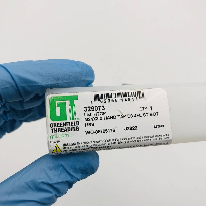 Greenfield 329073 Bottom Hand Tap HTGP M24x3.0 HS 4 FL D8 Thread Cutting 2