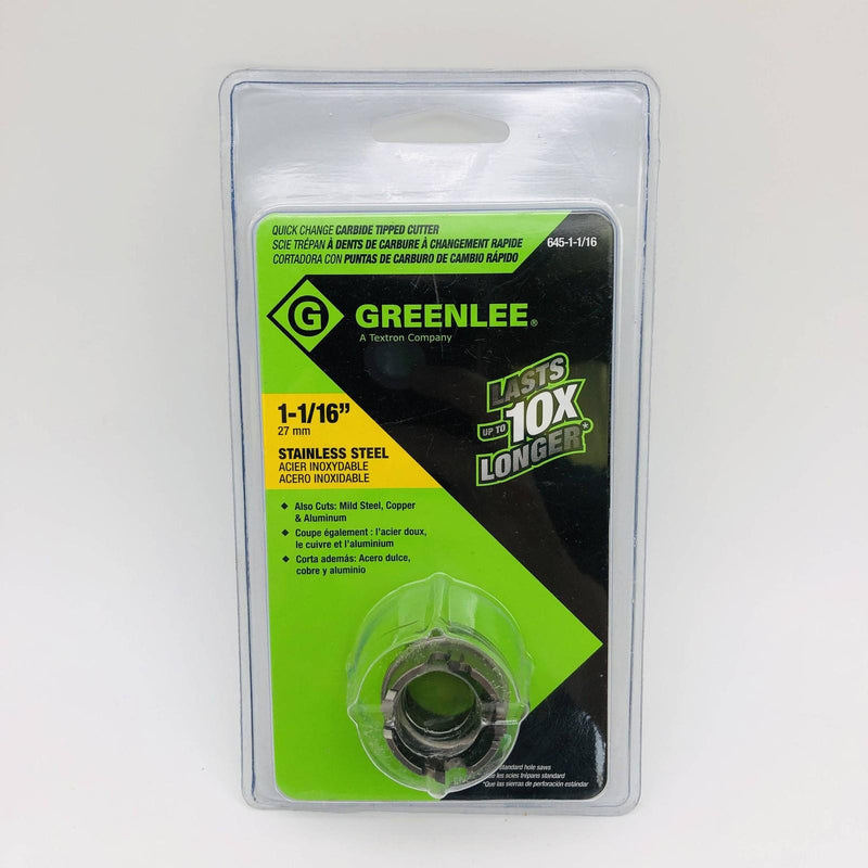 Greenlee 05957 Carbide Tipped Hole Cutter Quick Change 1-1/16" Stainless Steel 2