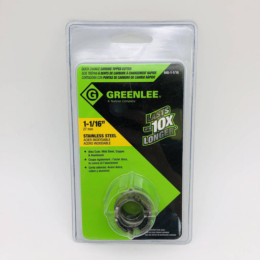 Greenlee 05957 Carbide Tipped Hole Cutter Quick Change 1-1/16" Stainless Steel 2