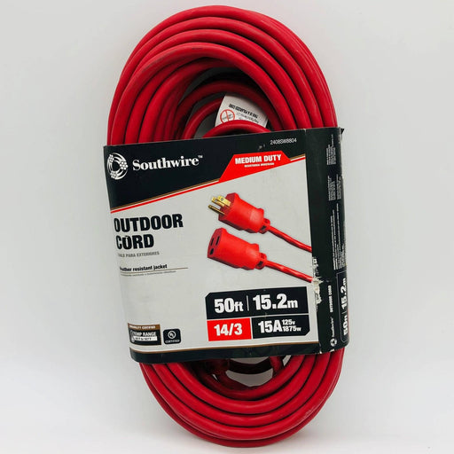 Southwire 2408SW8804 Extension Cord Red 14/3 Gauge Conductor 50ft Indoor Outdoor 1