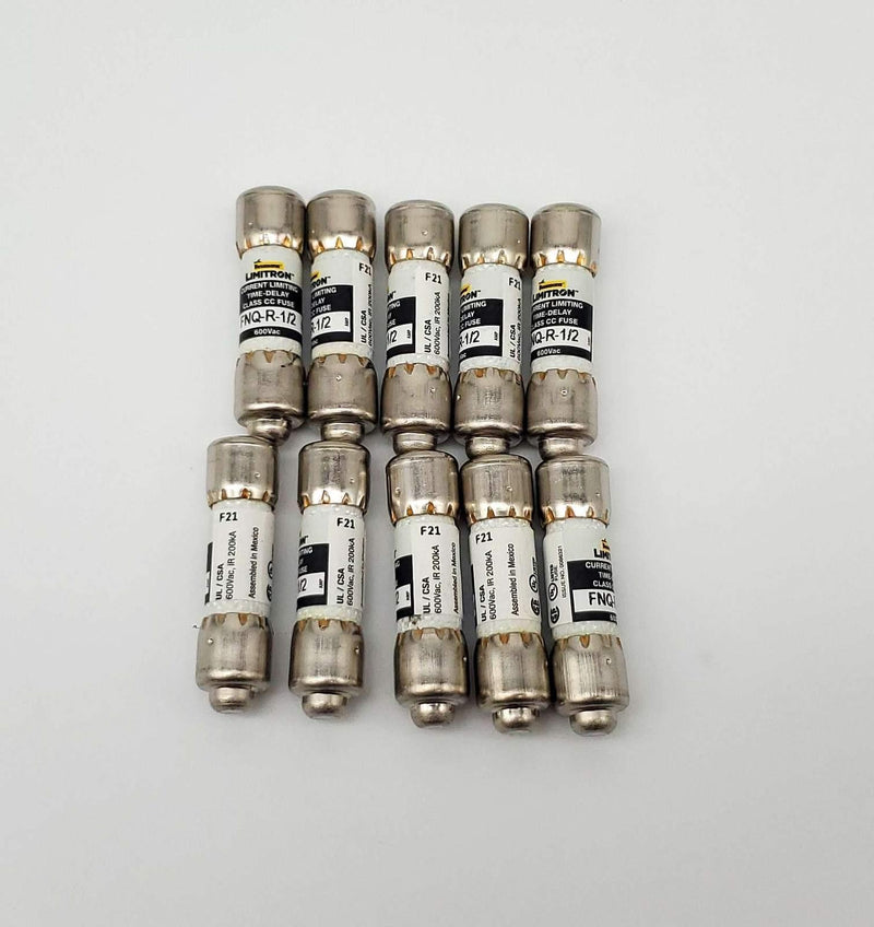 Bussmann FNQ-R-1/2 Fuses 1/2A 600V Time-Delay Limitron Dual Element Pack of 10 1