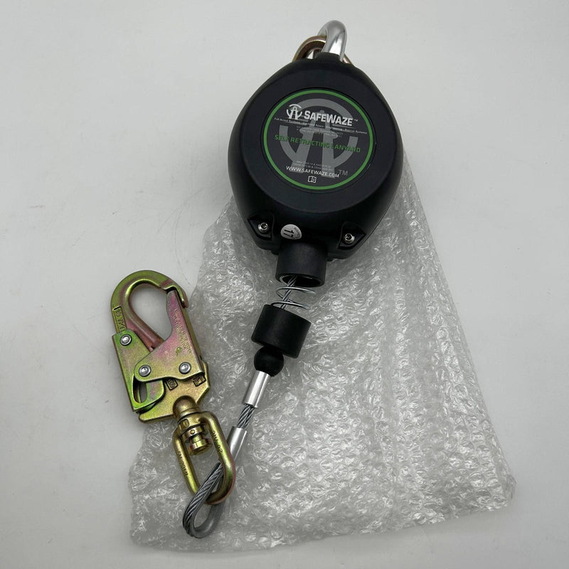 Safewaze FS-FSP1215-G Self Retracting Lanyard 15ft Cable Poly Housing SRL