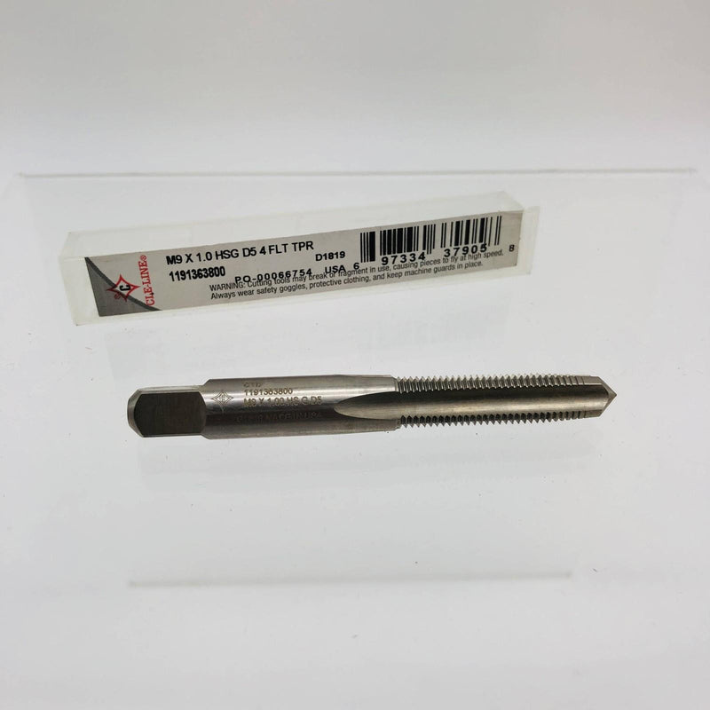 Cle-Line 1191363800 Taper Tap M9 X 1.0 HSG D5 4 Flutes 10