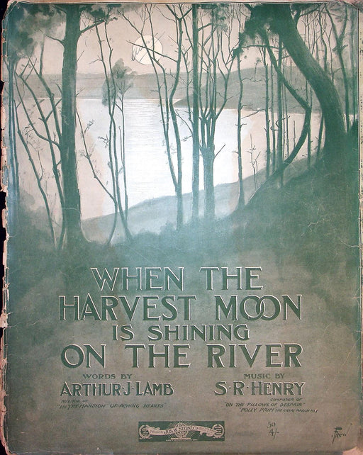 1904 When The Harvest Moon Is Shining On The River Vintage Sheet Music Large 1