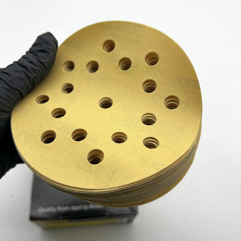 Mirka Gold 23-647-320 Sanding Disc 5" Grip Back Hook Loop 17 Hole 320 Grit 50/PK