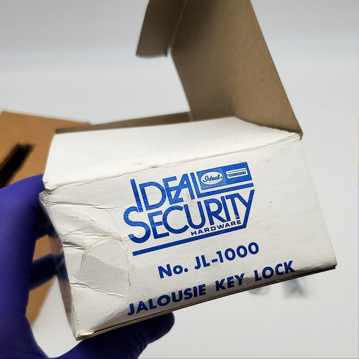 Ideal Security Jalousie Door Lock Keyed Aluminum Finish JL-1000 USA Made NOS 9