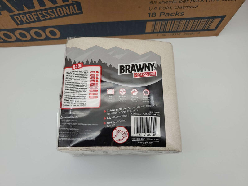 Brawny 1/4 Fold DRC Wipers Medium Duty 12.5" x 13" 18 Packs of 65 1170 Total 3