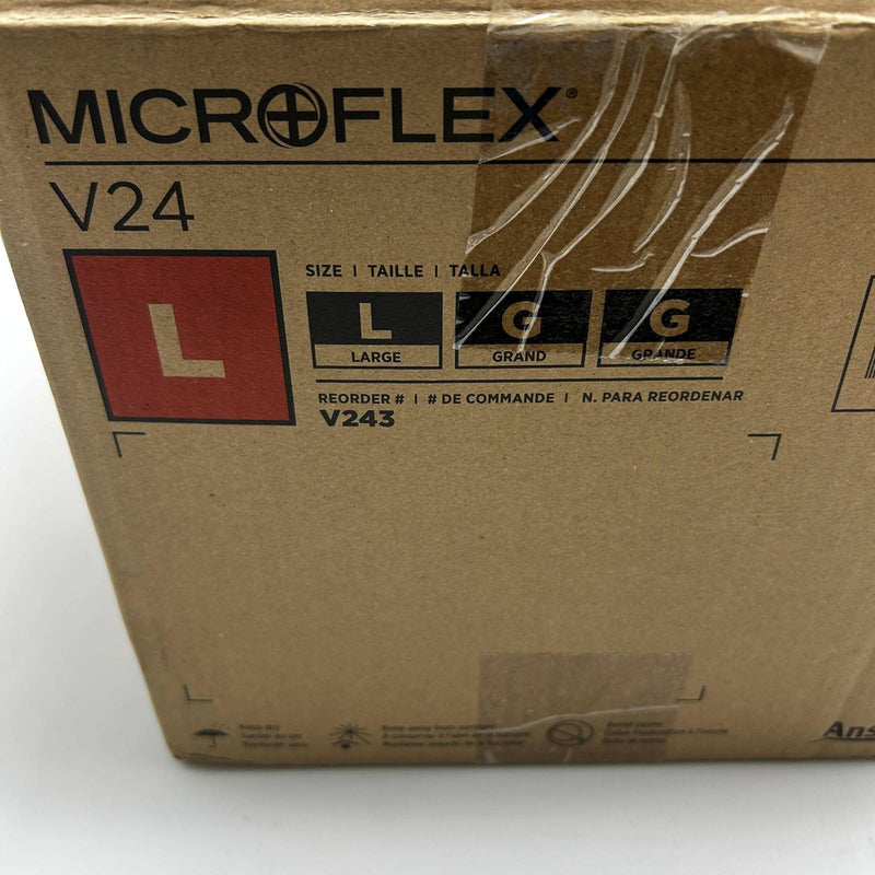 Microflex V243 Disposable Glove Large Lightly Powdered Vinyl 4 Mil Clear 1000/Ca 2