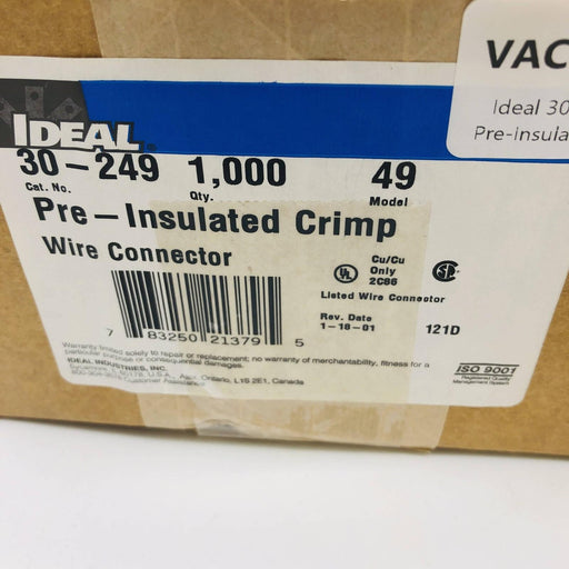 Ideal 30-249 Wire Connectors Model 49 Pre-Insulated Crimp Pack of 1000 2