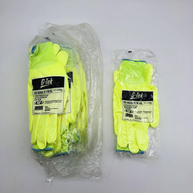 PIP 33-425LY/XXL Work Gloves Size XXL G-tek Polyuerthane Grip Hi Vis 12 Pairs 5