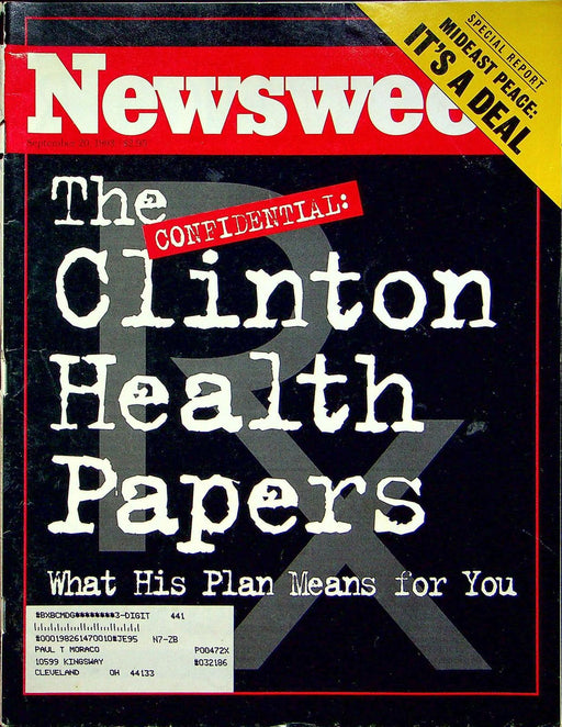 Newsweek Magazine September 20 1993 Bill Clinton Health Papers Confidential Leak 1