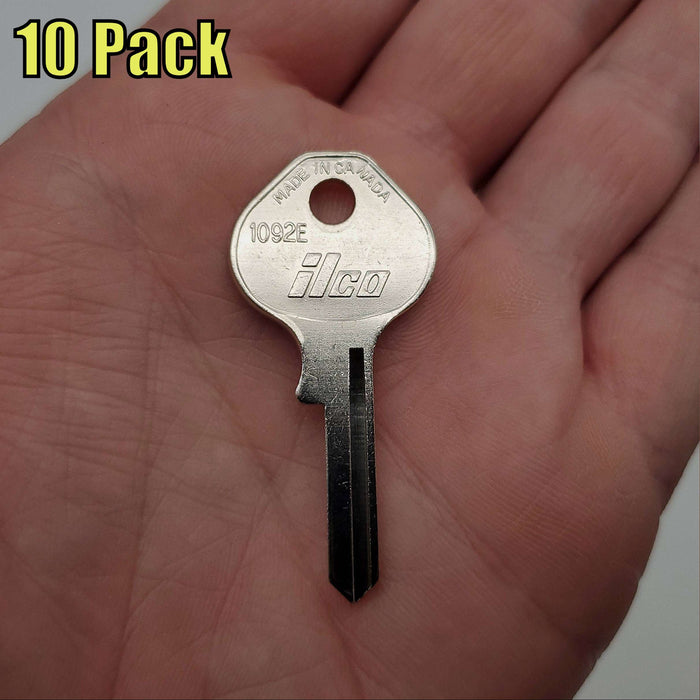 10x Ilco 1092E Key Blanks For Master Lock Nickel Plate Over Brass NOS