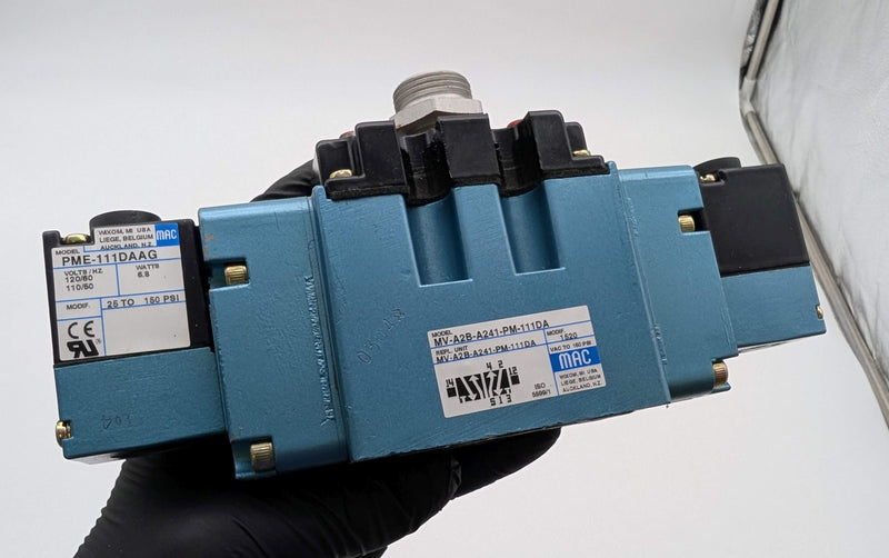 MAC Valves MV-A2B-A241-PM-111DA Pneumatic Solenoid Valve ISO 2 5/2 120VAC