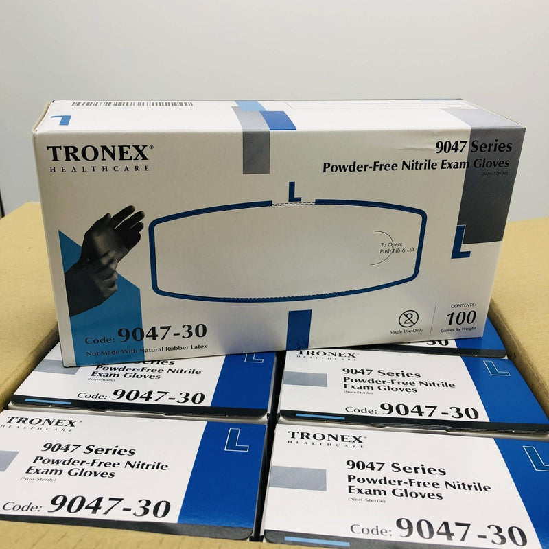 Tronex 9047-30 Disposable Gloves Nitrile Large Black Powder Free Case of 1000 8