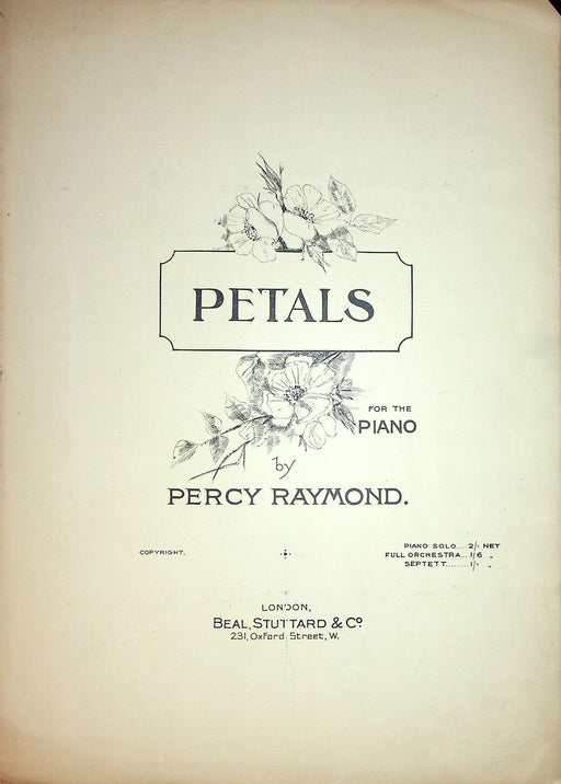 1913 Petals Percy Raymond Vintage Sheet Music Large Piano Solo Beal Studdard Co 1