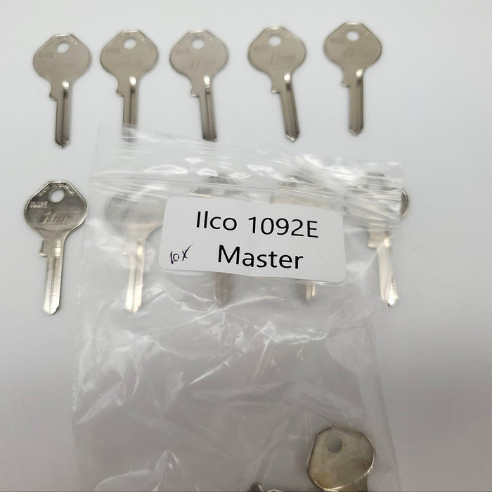 10x Ilco 1092E Key Blanks For Master Lock Nickel Plate Over Brass NOS 4