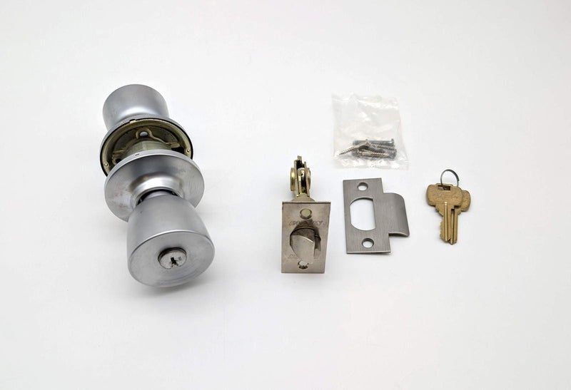 Falcon Storeroom Lock Door Knob Satin Chrome 2-3/4" Backset E Keyway F581DL