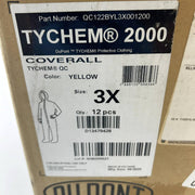 Dupont Tychem 2000 Hazmat Coverall Suit 3XL Hooded Yellow QC122BYL3X001200 12pk 2