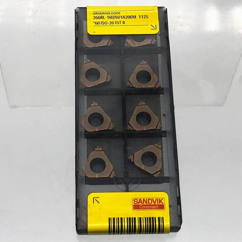 10pk Sandvik 266RL-16UN01A200M Laydown Threading Insert 1125 60 ISO-20 INT R 1