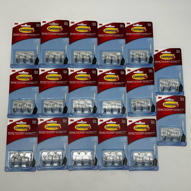 3M Command 17067CLR-ES Wire Hooks Small Clear 3-Hooks Per Pack Lot of 17pks 1