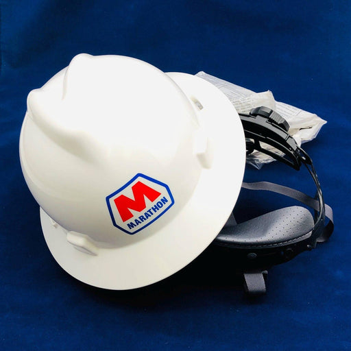 MSA 475369 Hard Hat V Gard White Ratchet Oil Oilfield Refinery Memorabilia 1