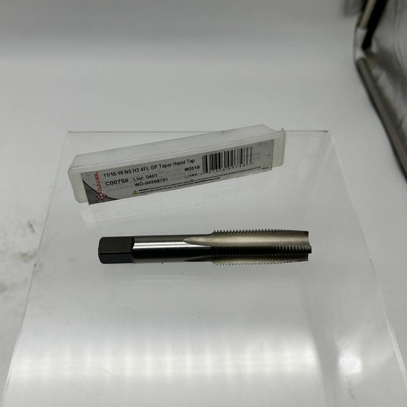 Cle-Line C00758 Taper Hand Tap Chamfer 11/16-16 NS H3 4 Flutes General Purpose 10