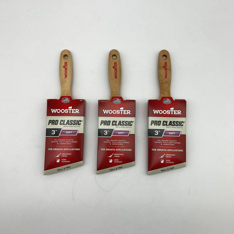 Wooster Pro Classic Z1123 Paint Brush 3 inch Soft Angled Wall and Trim Pk of 3 7