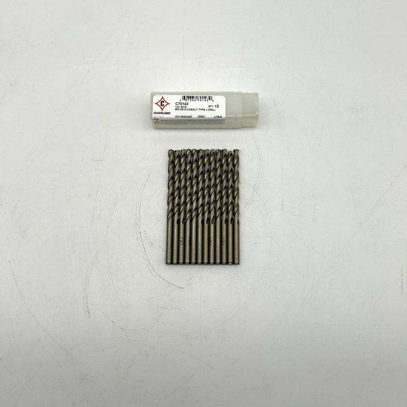 Cleveland C70143 Drill Bit Number 10 List 2213 Cobalt Type J Straw Oxide 12pk 8