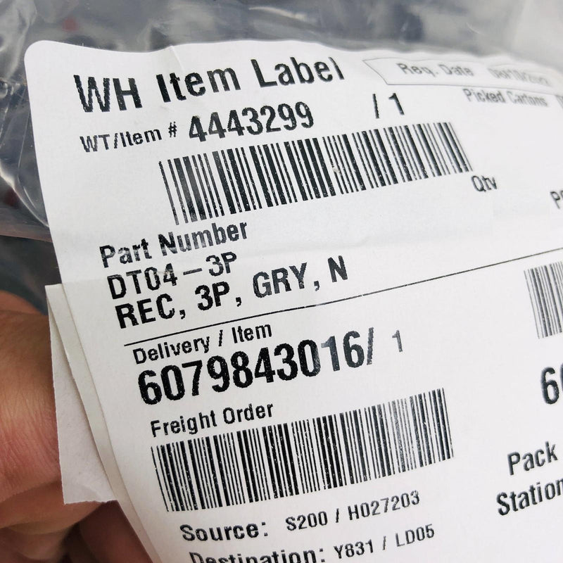 TE Connectivity DT04-3P Receptacle 3 Pin Grey Wire to Wire 3 Way Pack of 25 2