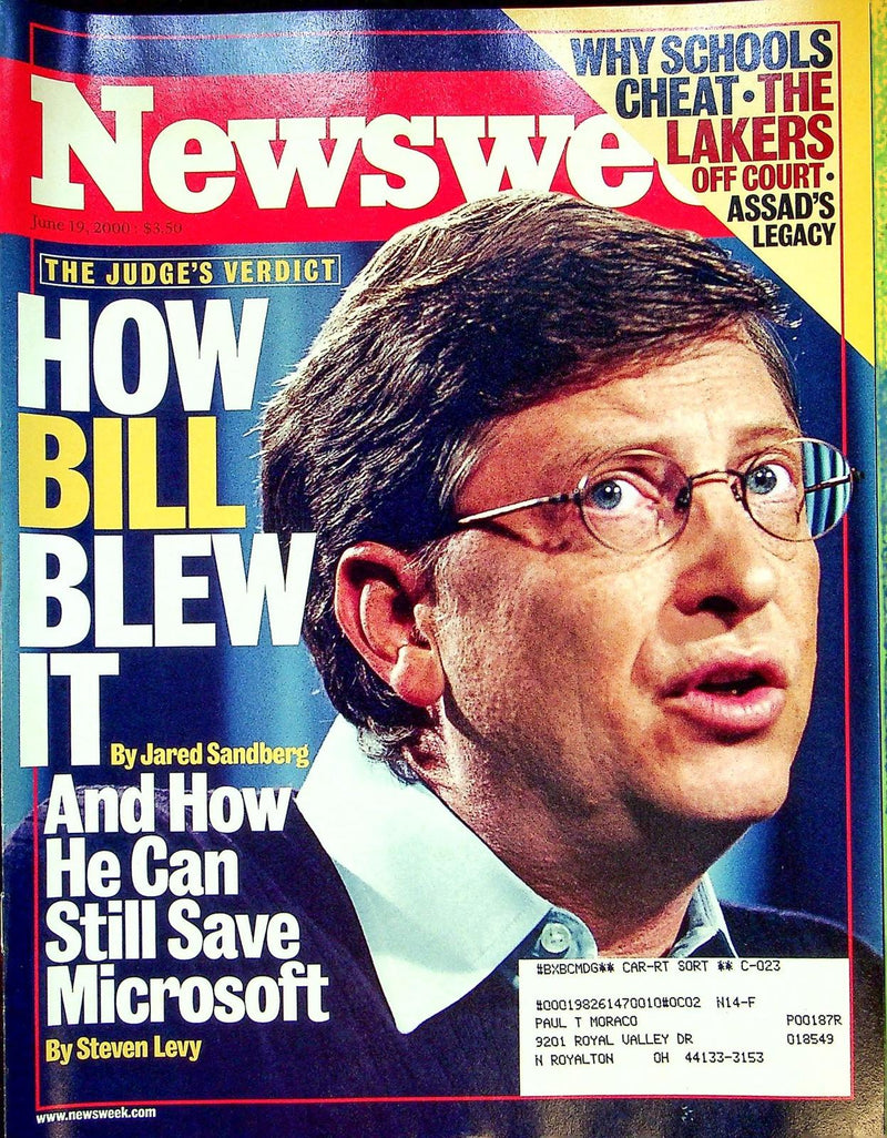 Newsweek Magazine June 19 2000 Bill Gates Microsoft Antitrust Case Verdict 1