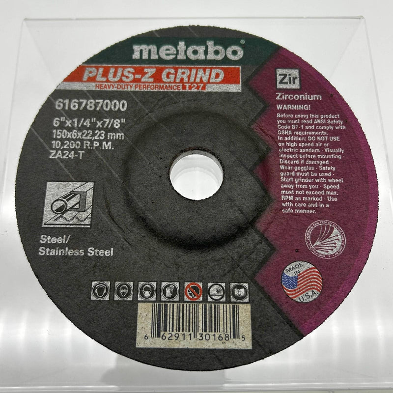 Metabo Plus-Z 616787000 Grinding Wheel 6" x 1/4" x 7/8" Type 27 ZA24T ZA 1ct 1