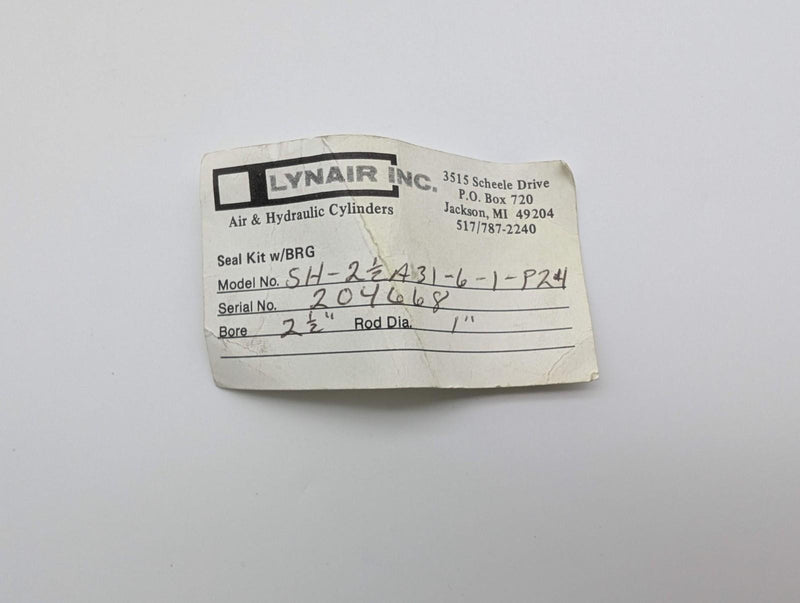 Lynair SH-21/2A31-6-1-P24 Seal Kit w/ Bearing for 2-1/2" Bore 1" Rod Cylinder 5