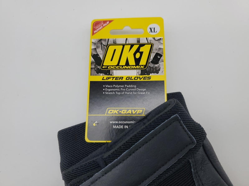 Occunomix Lifter Gloves Half Finger Size XL Padded Palm Stretch Top OK-GAVP-BLK 4