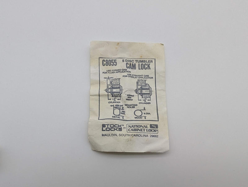 National C8055 Cam Lock 1-7/16" L 3/4" Dia Polished Brass Keyed Diff 4